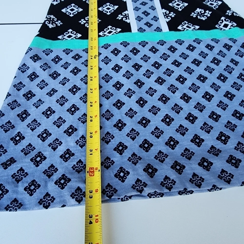 HATLEY Black Blue White Stamp Knee Length Sheath Dress Country Club Preppy Sz S